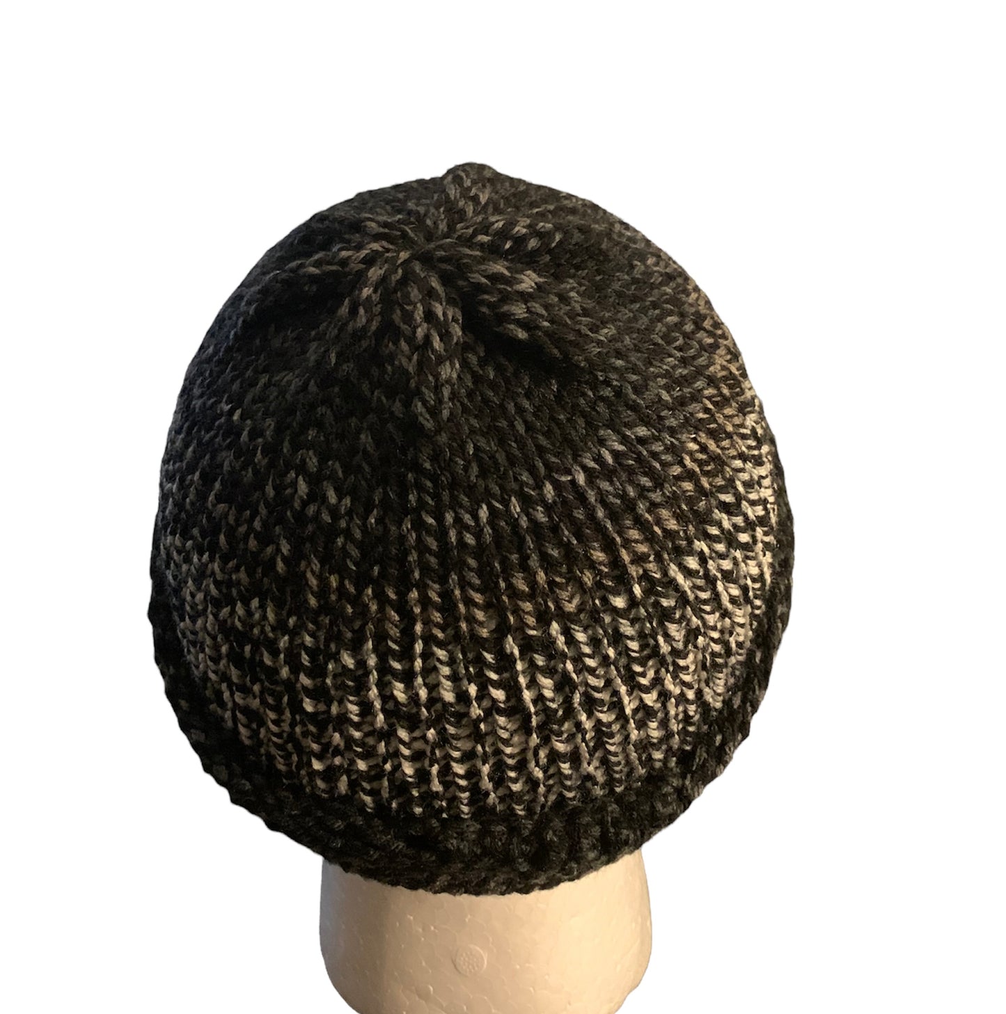 Black transitioning to Ash Skull Cap, Beanie, Dockers Hat, Fishermen Cap, Skully (KNITTED)