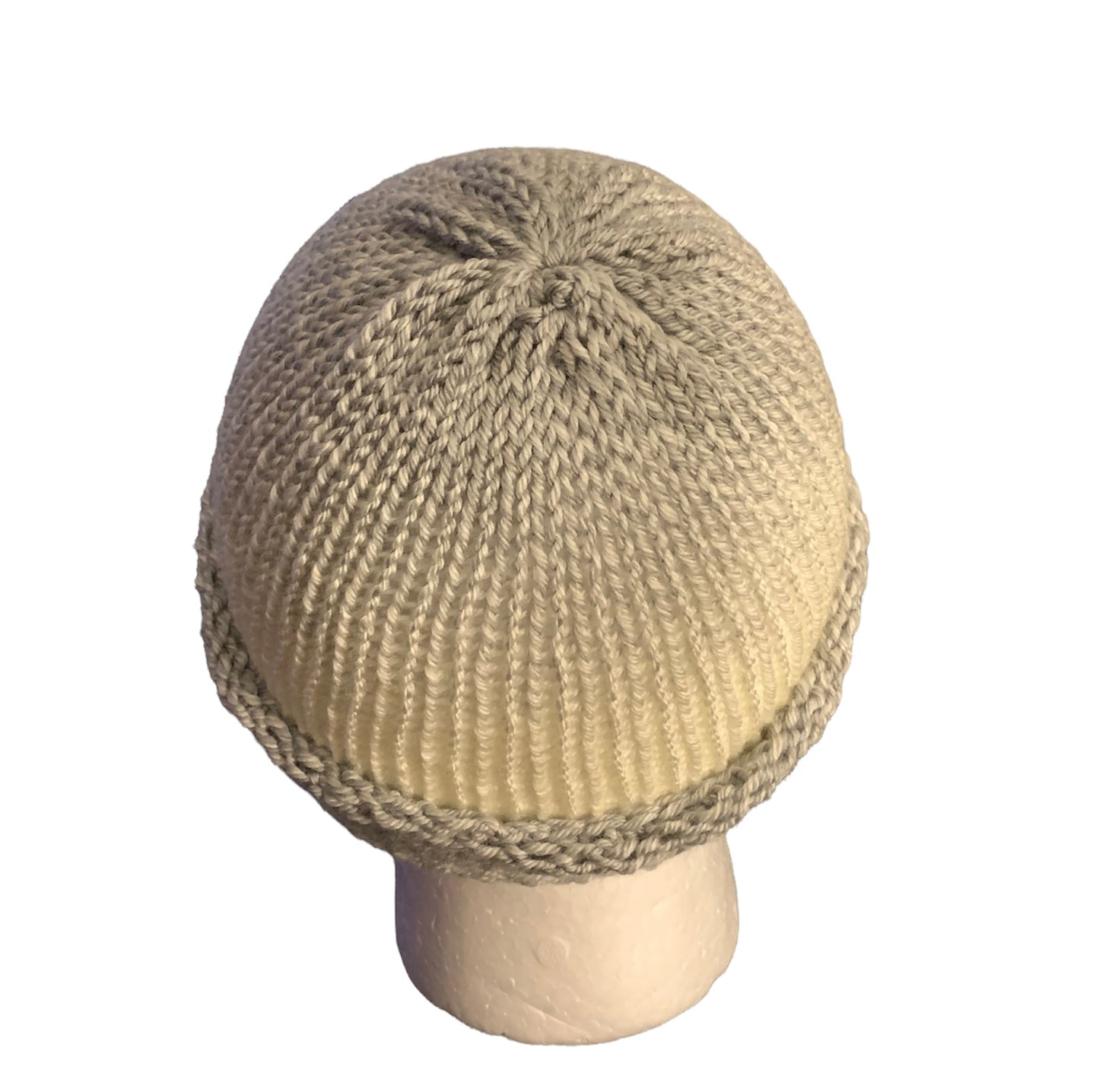 Stone & White Skull Cap, Beanie, Dockers Hat, Fishermen Cap, Skully (KNITTED)
