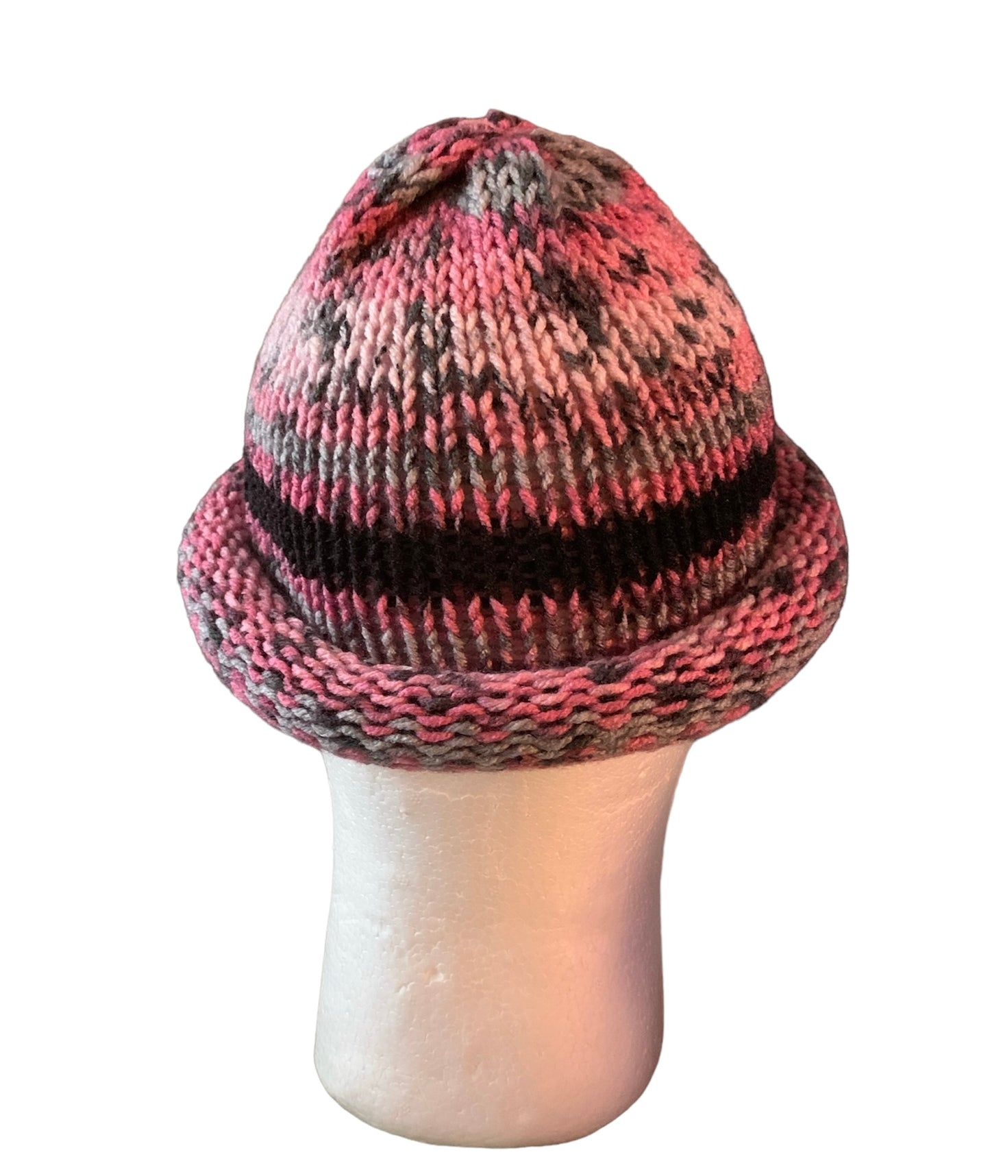 Pink, White, Black & Grey Fishermen Cap/Skully/Beanie (KNITTED)