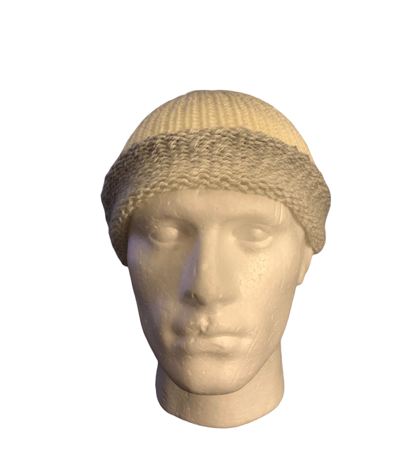 Stone & White Skull Cap, Beanie, Dockers Hat, Fishermen Cap, Skully (KNITTED)