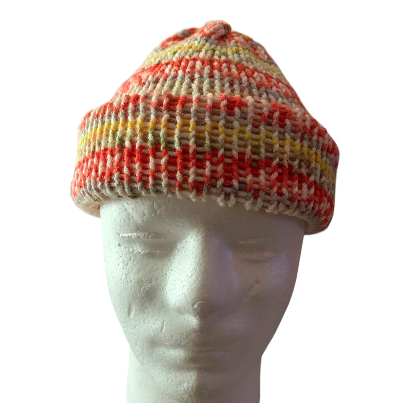 Gray,White,Yellow,Orange Skull Cap, Beanie, Dockers Hat, Fishermen Cap, Skully (KNITTED)