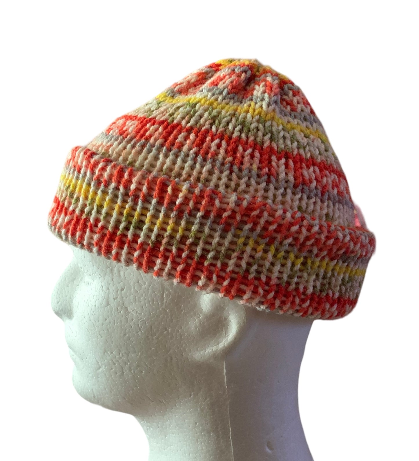 Gray,White,Yellow,Orange Skull Cap, Beanie, Dockers Hat, Fishermen Cap, Skully (KNITTED)