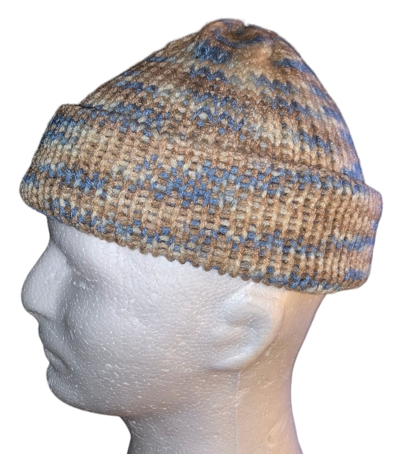 Light blue,Beige, & Tan Skull Cap, Beanie, Dockers Hat, Fishermen Cap, Skully (KNITTED)