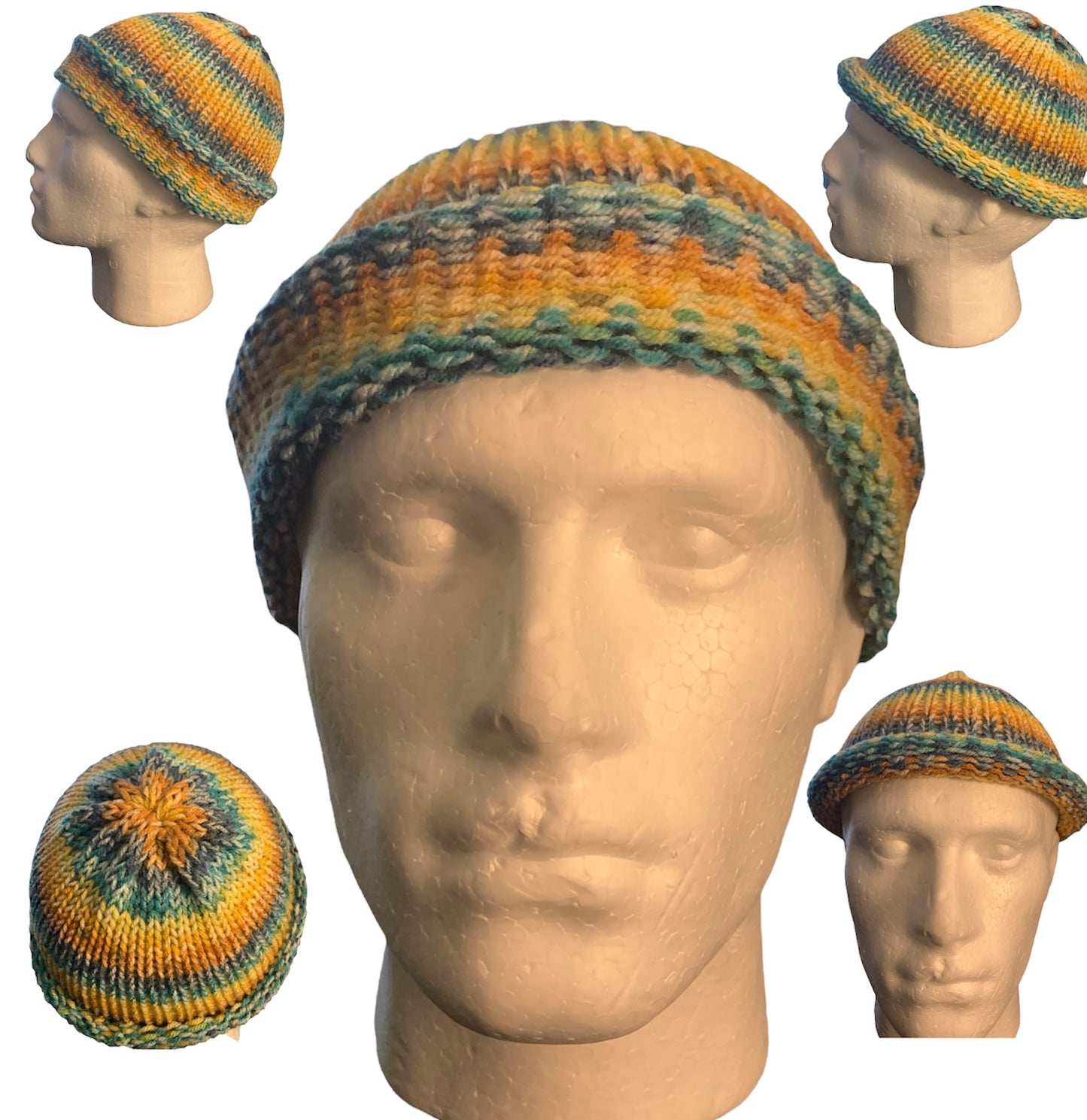 Multi-Colored Skull Cap, Beanie, Dockers Hat, Fishermen Cap, Skully (KNITTED)