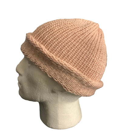 Rose Pink Skull Cap, Beanie, Dockers Hat, Fishermen Cap, Skully (KNITTED)