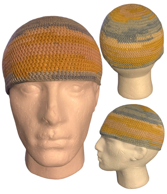 Multi-colored Kufi Hat,Skull Cap,Kufi, Beanie, Prayer Cap,Dockers hat, Fishermen Cap (CROCHET)