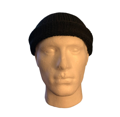 Black Skull Cap, Beanie, Dockers Hat, Fishermen Cap, Skully (KNITTED)