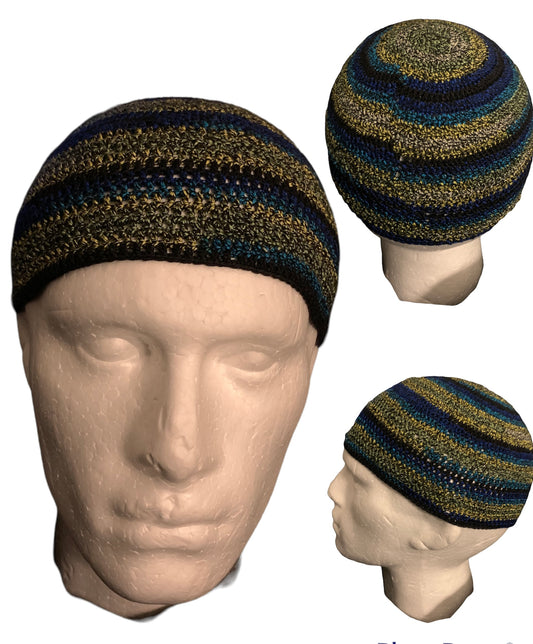 Multi-colored Kufi Hat,Skull Cap,Kufi, Beanie, Prayer Cap,Dockers hat, Fishermen Cap (CROCHET)