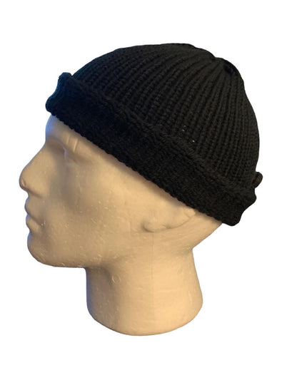 Black Skull Cap, Beanie, Dockers Hat, Fishermen Cap, Skully (KNITTED)